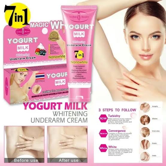 Aichun Beauty 7 In 1 Yogurt Milk Fade Melanin Bleaching Whitening Underarm Cream 80gm